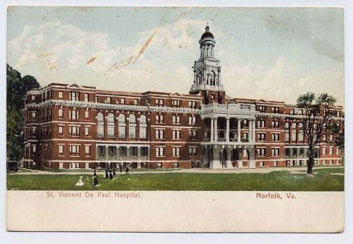 1902 NORFOLK VA early St. Vincent DePaul Hospital postcard