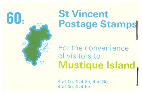 St vincent 1970 60c booklet with 5 panes mustique island mint condition