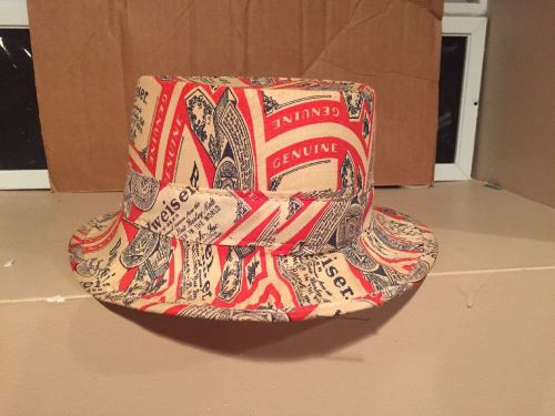 VINTAGE BEER USA MADE BUDWEISER FISHING HAT Canvas BUCKET 1960&#039;s VENTO
