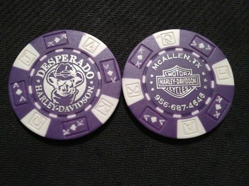 Harley Davidson Poker Chip (Purple &amp; White) &#034;Desperado H-D&#034; McAllen, Texas
