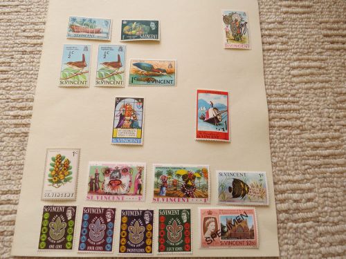 Collection of 17 st vincent stamps mounted mint and used
