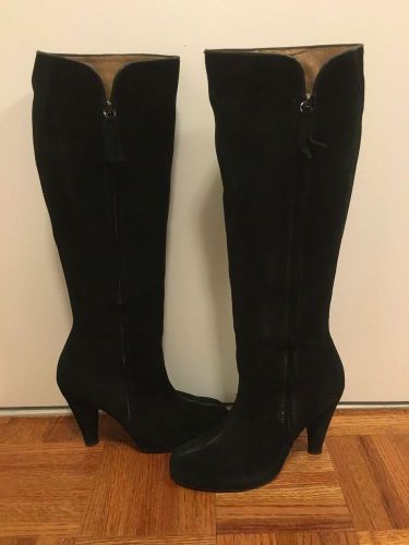 CYNTHIA VINCENT Black Carrie Suede Knee High Platform Boot