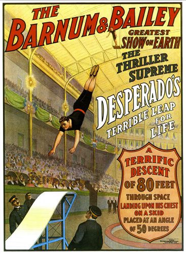 BIG Fridge Magnet #910  Vintage Circus Poster  Desperados Terrible Leap!
