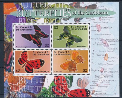 [33150] St. Vincent &amp; Grenadines 2007 Butterflies Schmetterlingen MNH Sheet