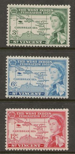 St vincent 1958 sg 201-3 the west indies federation mint hinged complete set