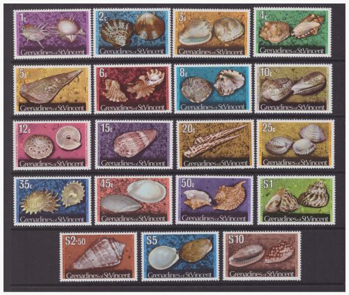 Grenadines of st vincent 1974 shells full set mint mnh stamps sg35a-52ca