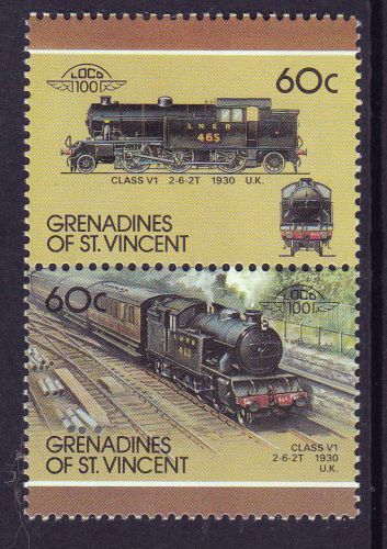 Grenadines of st vincent loco 100 class v 1 locomotive uk stamps mnh
