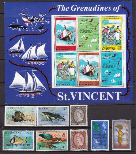 St Vincent Small Group Stamps &amp; Souvenir Sheets QEII Period UMM MNH