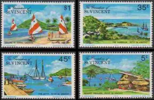 Grenadines st vincent 1975 set mnh  petit st vincent harbour boats yachts