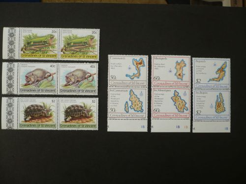 MNH GRENADINES OF ST.VINCENT 2 x MARGINAL SETS IN PAIRS WILDLIFE/ MAPS