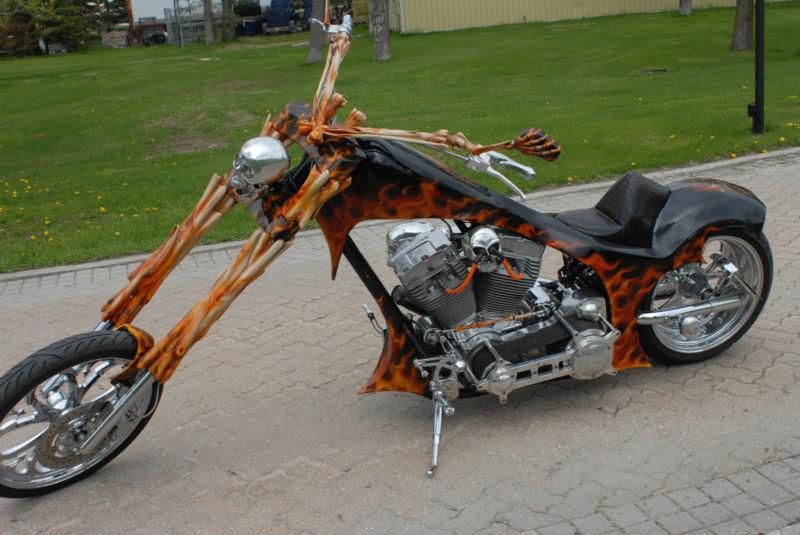 2008 cenzi custom chopper - skulls - bones - fire - one of a kind!