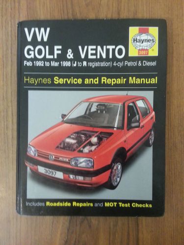 Haynes owners manual 3097 - vw golf and vento - feb1992 - 1996 petrol and diesel