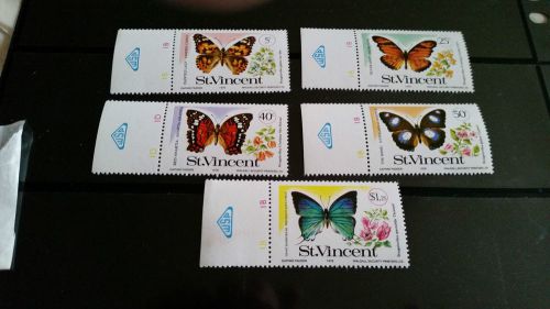 St.vincent 1978 sg 551-555 butterflies mnh