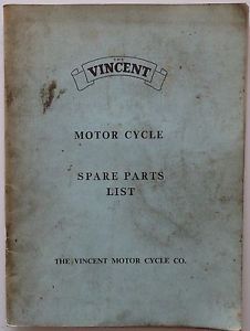 Vincent spare parts list series b and c models