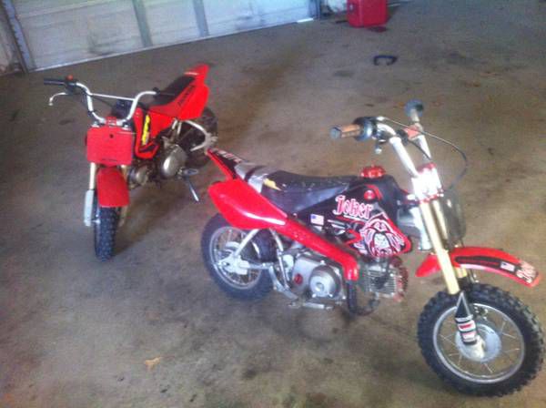 2 honda xr 50&#039;s one modified one stock