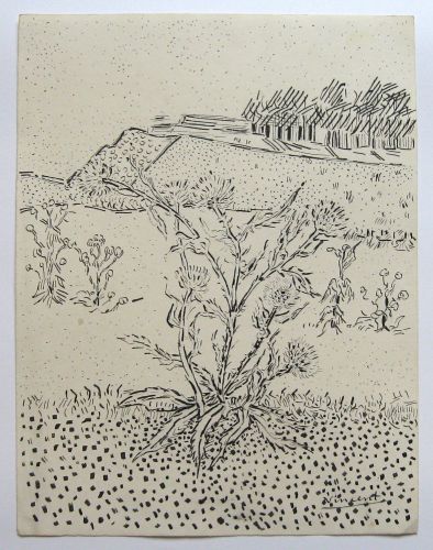 Unique handmade drawing painting signed vincent (van gogh)