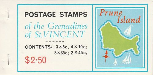 GRENADINES OF St VINCENT BOOKLET 1976 PRUNE ISLAND 10 STAMPS FACE VALUE $2.5