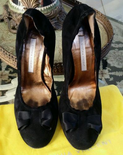 CYNTHIA VINCENT SHOES, SIZE 8.5 B,BLACK, PREOWNED