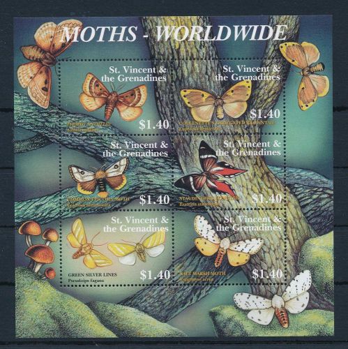 [33183] St. Vincent &amp; Grenadines 2001 Butterflies Moths MNH Sheet