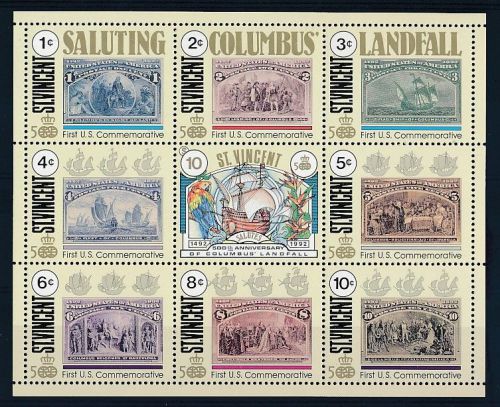 D106656 Sailing Ships Boats Discovery of America Columbus S/S MNH St.Vincent