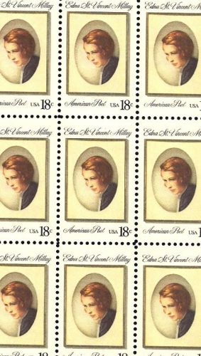 1981 - edna st. vincent millay - #1926 mint -mnh- sheet of 50 postage stamps