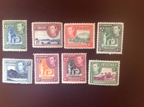 St vincent 1938-47 8 values to 1/- mh