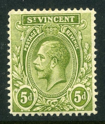St.vincent;   1913 early gv issue mint hinged 5d. value