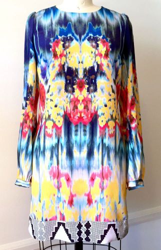 Twelfth Street by Cynthia Vincent Size XS Multi-Color Silk Shift Mini Dress