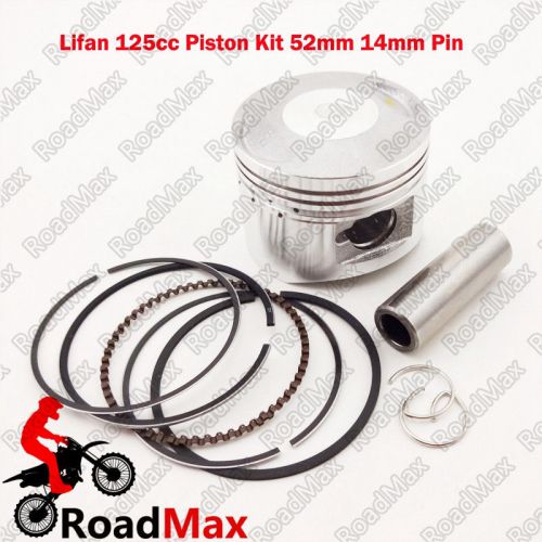52mm Piston 14mm Pin For Chinese Lifan 125cc Engine Pit Dirt Motor Bike ATV Quad