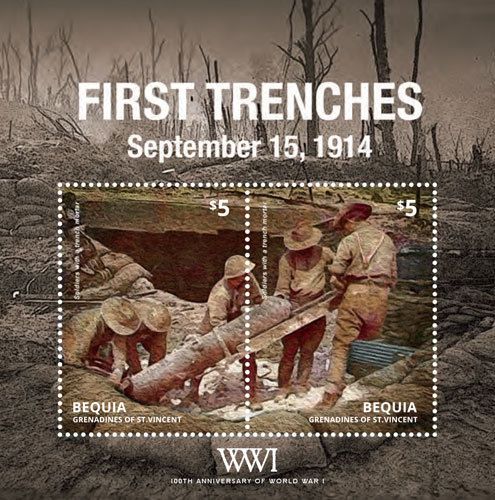 Bequia St Vincent - World War I, First Trenches, 2014 - 1403 S/S MNH