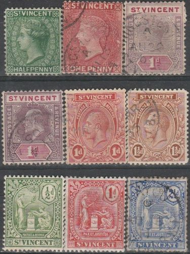 Lot of very old stamps from st.vincent - british colonies.