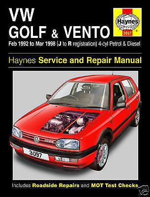 Haynes manual volkswagen golf vento 1992-1998 new 3097