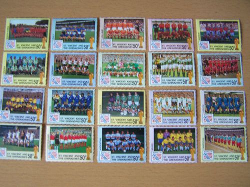 .st vincent grenadines 20 vals football world cup 1994,u/mint.