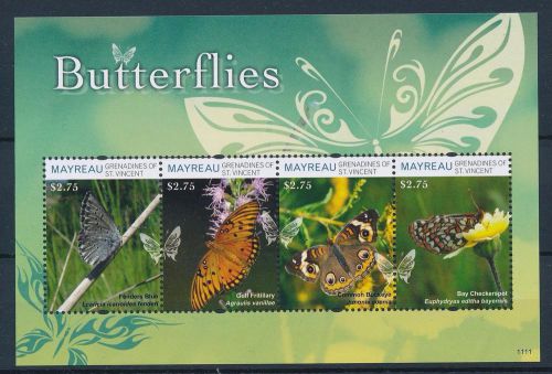 [33154] mayreau st. vincent 2011 butterflies schmetterlingen  mnh sheet