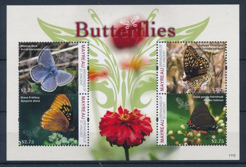 [33155] Mayreau St. Vincent 2011 Butterflies Schmetterlingen MNH Sheet
