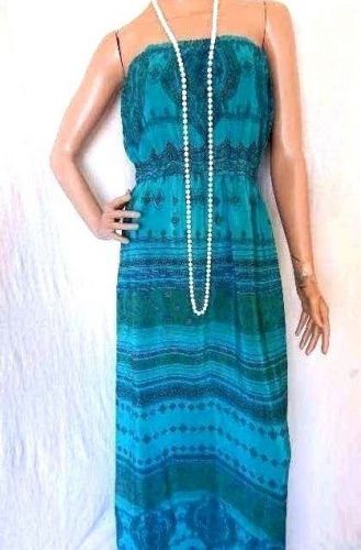TWELFTH STREET Cynthia Vincent Silk Emerald Green India Strapless Maxi Dress M