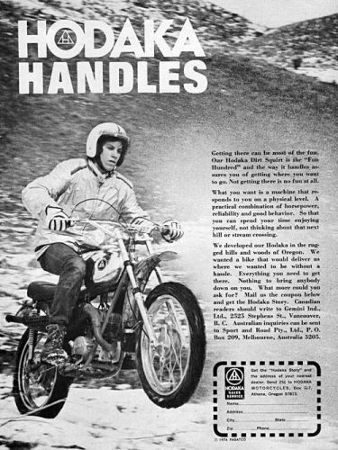 1974 hodaka dirt squirt motorcycle &#034;getting there&#034; original ad