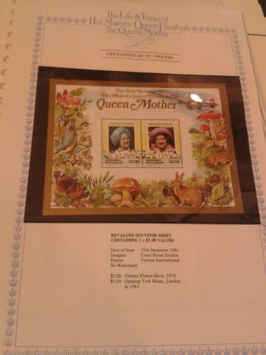 Royalty 1985 Queen Mother Grenadines St vincent gold sheetlet