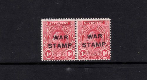 St.vincent 1916 war stamp pair with comma var mh/mnh