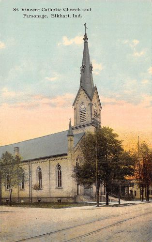 Elkhart IN St Vincent Roman Catholic Church &amp; Pardonage c1910