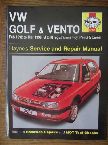 Vw golf &amp; vento, 1992 to 1998(j to r reg) 4- cyl petrol &amp; diesel haynes manual