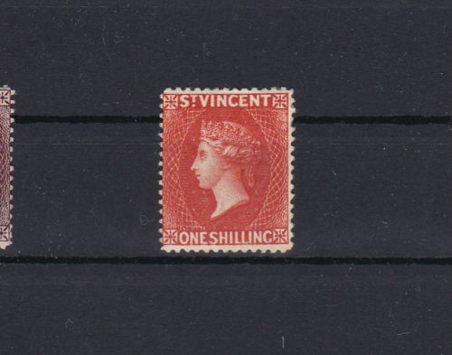 St vincent early  victoria stamp , mounted mint one shilling orange