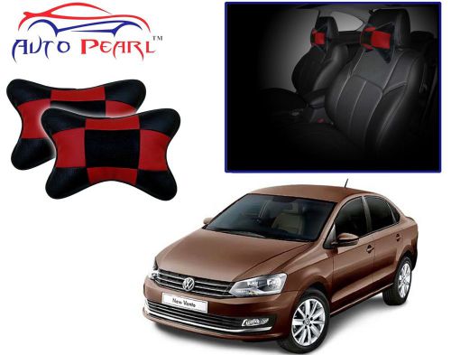 Premium make square red black car neck cushion/pillow 2 pcs for-volkswagen vento