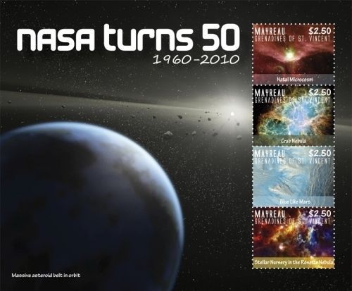 Mayreau Saint Vincent - Space, NASA, 2010 - 1003 Sheetlet MNH