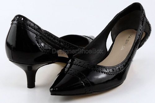 VIA SPIGA DESPERADO Black Patent Leather Designer Pointed Kitten Heel Pumps 5