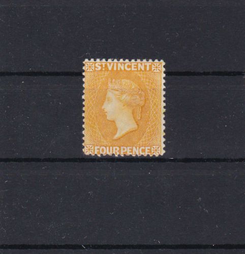 St vincent early  victoria stamp , mounted mint four pence yellow