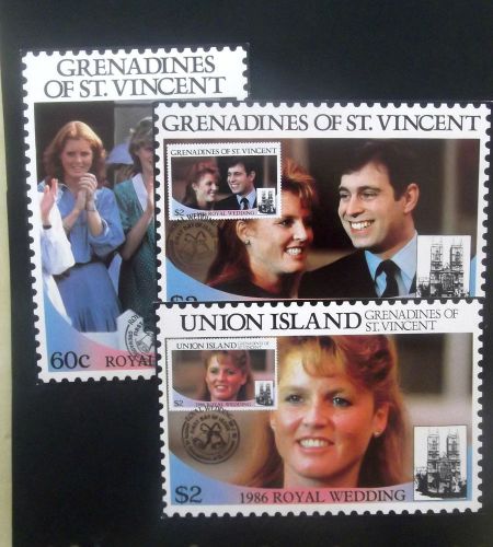 Grenadines of St Vincent-1986-3 X Royal Wedding FDC Postcards