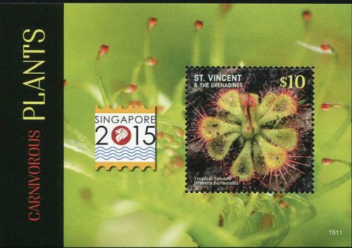 St. vincent &amp; grenadines stamp 2015 singapore expo: carnivorous plants s/s sheet