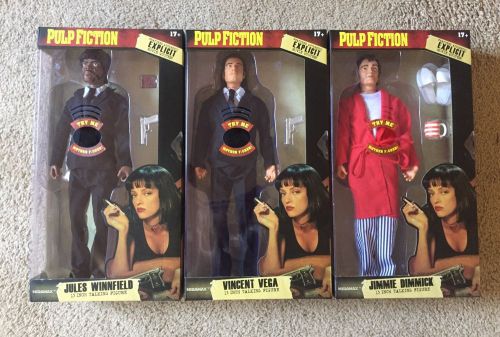Lot of new pulp fiction 13&#034; talking figures -  jules, vincent, and jimmie