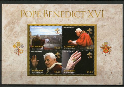 St vincent &amp; the grenadines 2014 mnh pope benedict xvi 4v m/s papal ring popes
